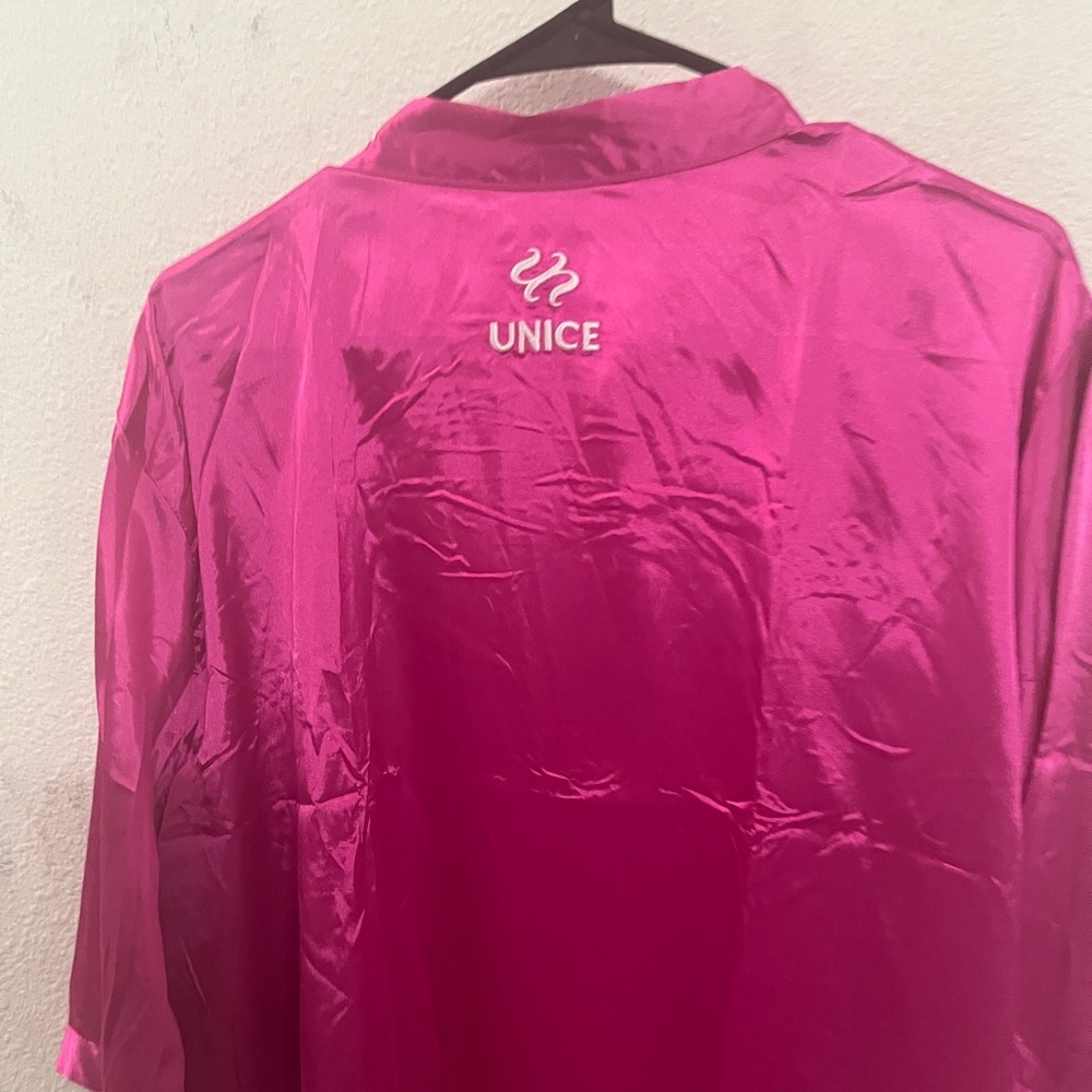 UNICE Pink Satin Robe Belted Kimono Style Lounge Robe - Picture 3 of 11